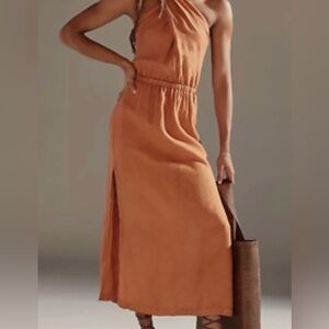 New with Tags Cloth and Stone terracotta 100% Linen dress Anthropology w Pockets